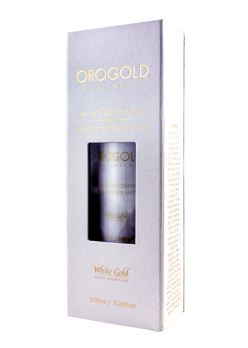 OROGOLD White Gold 24K Mousse Cleanser in its case