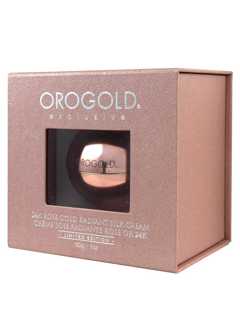 24K Rose Gold Radiant Silk Cream in its case