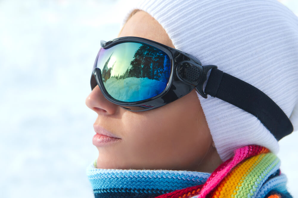 Woman wearing ski goggles