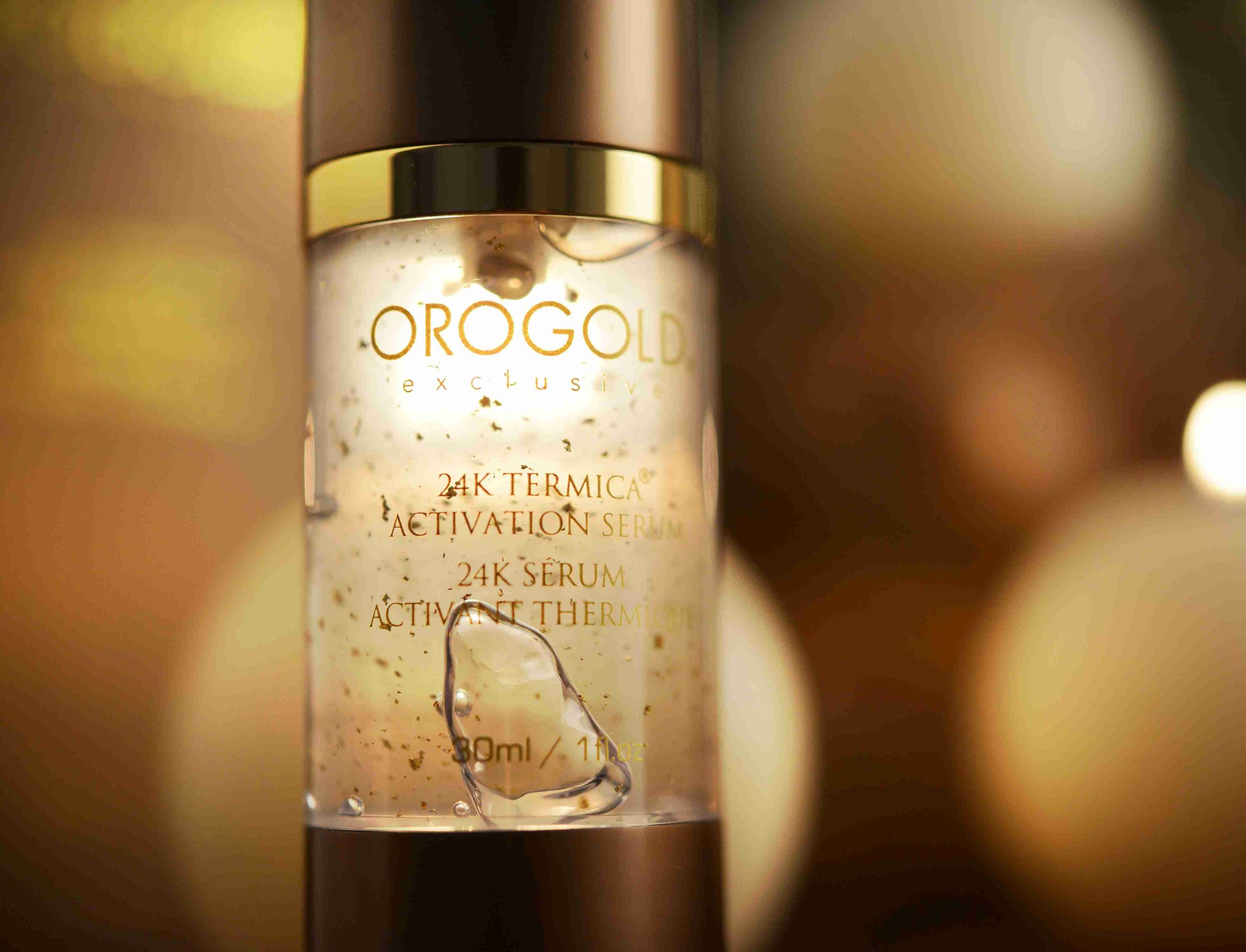 Close up of OROGOLD 24K Termica Activation Serum